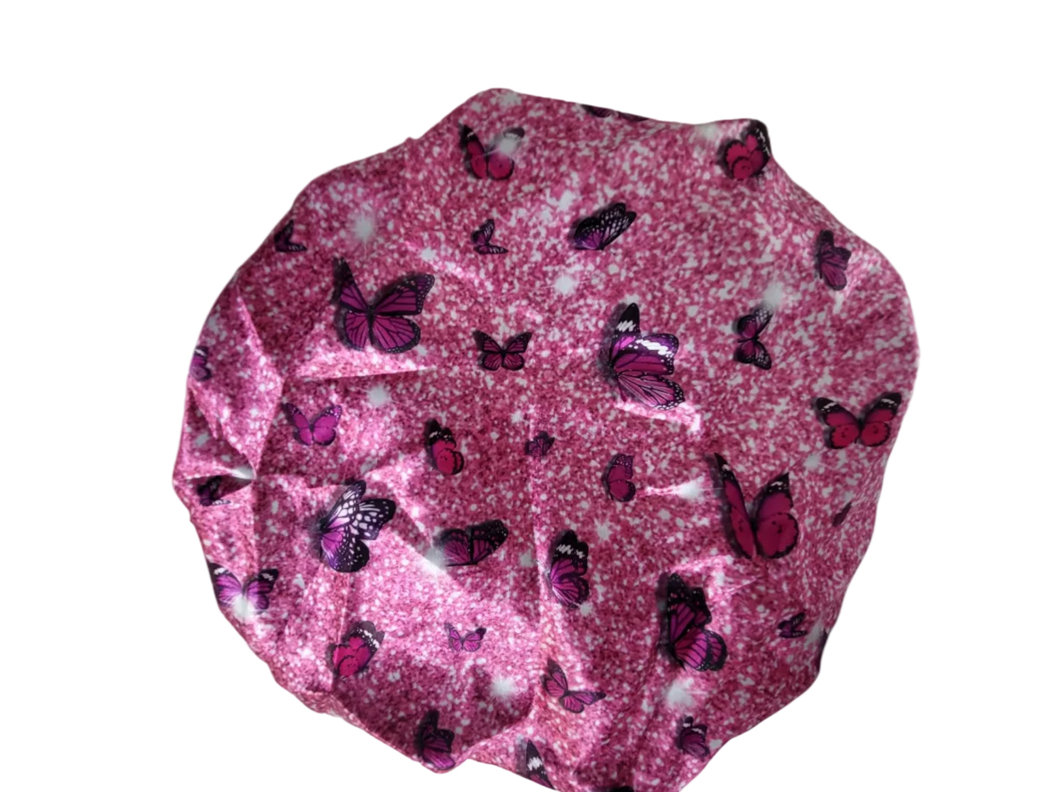 Mom &amp; Me Pink Butterfly Satin Bonnet Set
