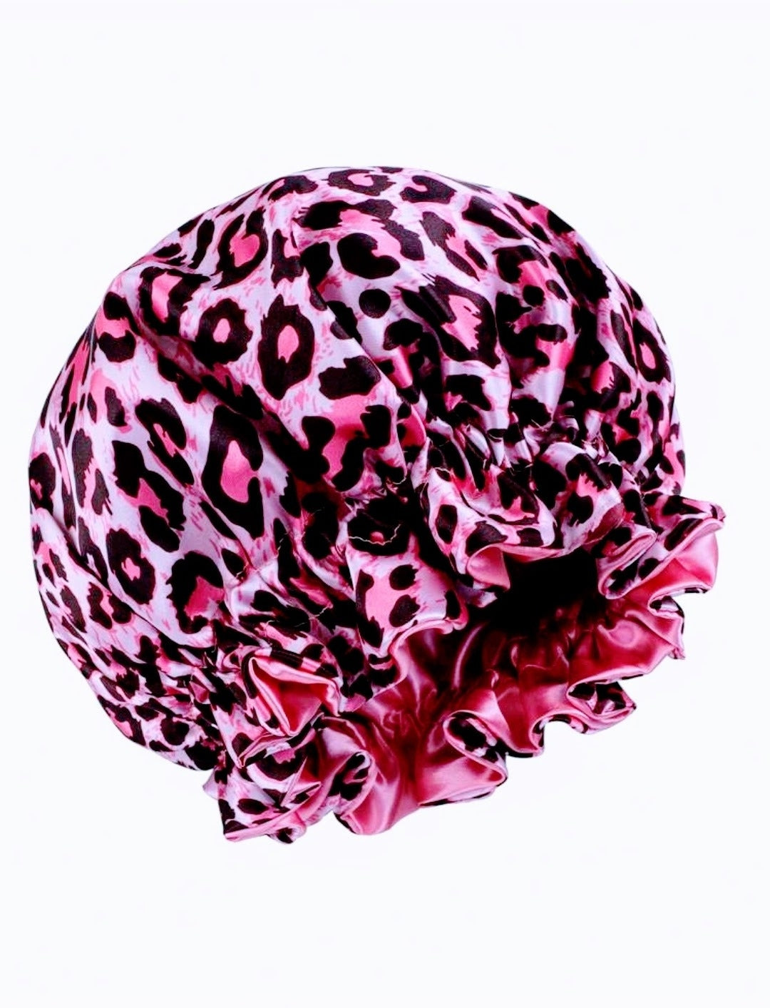 Hot Pink Leopard Reversible Satin Sleeping Hair Bonnet