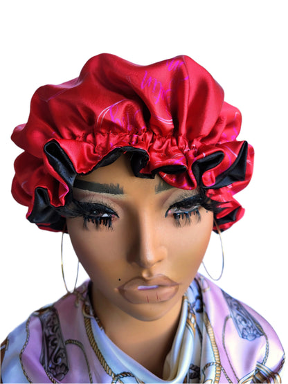 SATIN ENVY RED Reversible Sleeping Satin Hair Bonnet