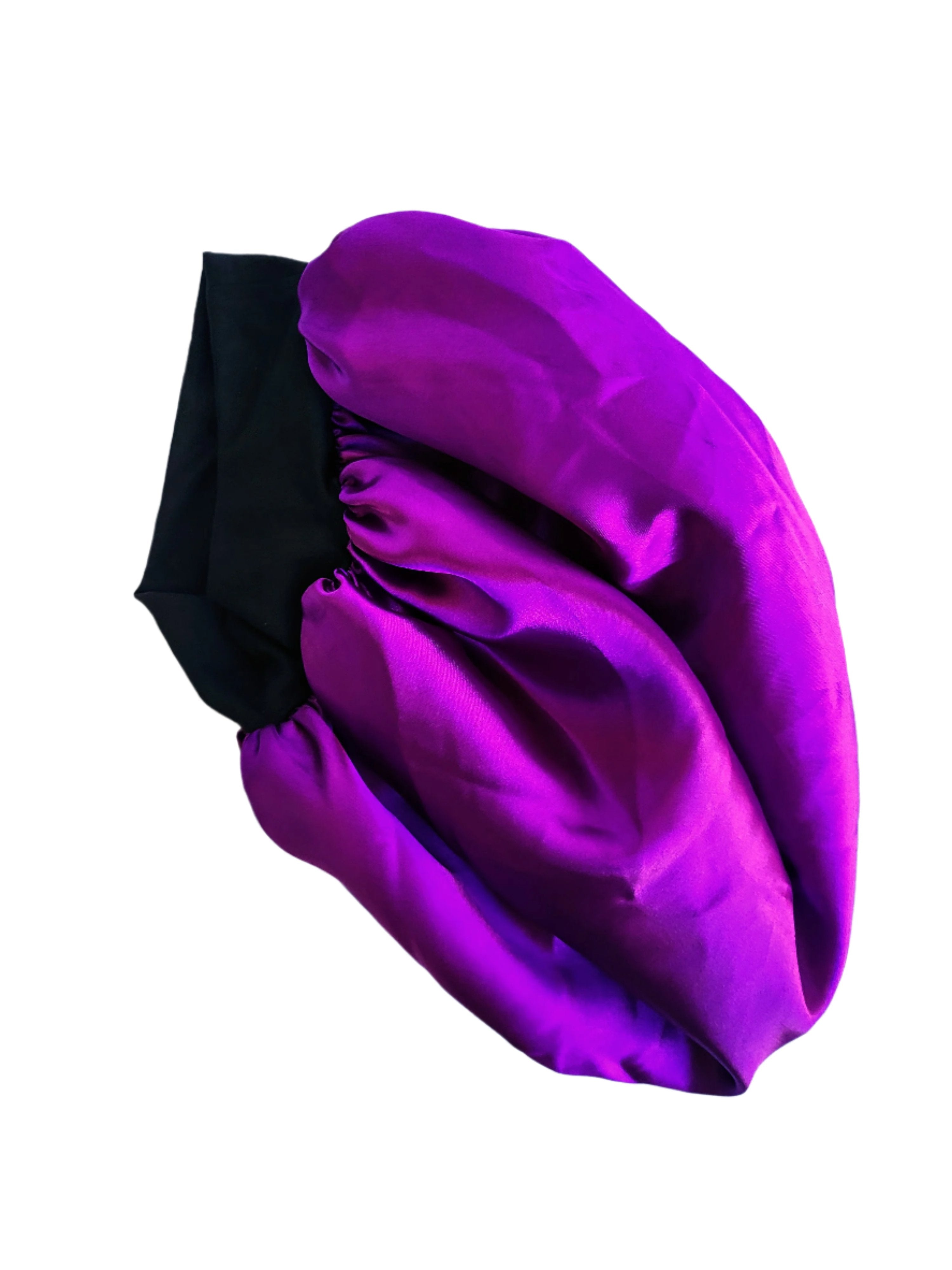 PURPLE Wide Band Single Layer Jumbo Satin Bonnet
