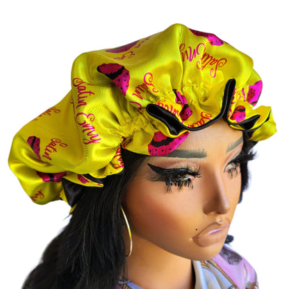 SATIN ENVY YELLOW Reversible Sleeping Satin Hair Bonnet