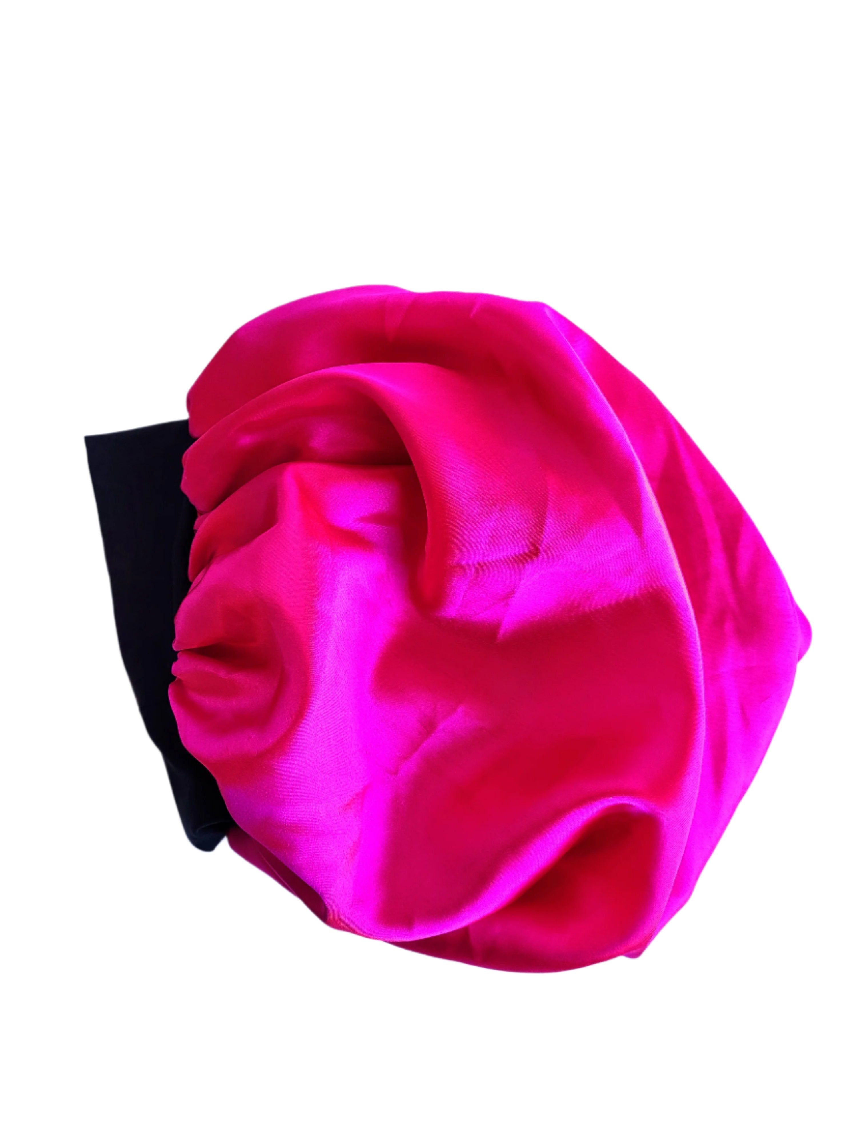 HOT PINK Wide Band Single Layer Jumbo Satin Bonnet