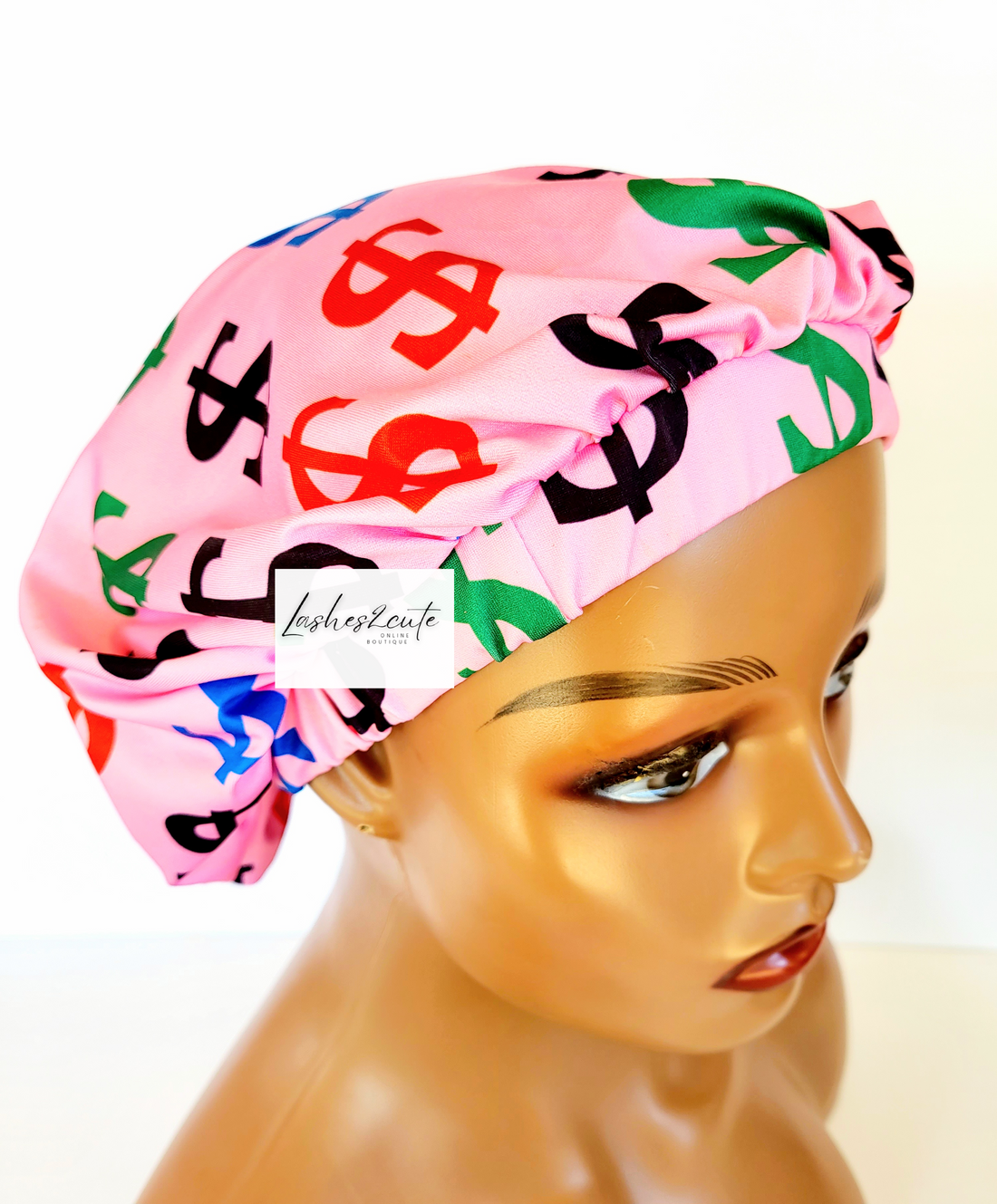 Luxury Fitted Pink Dollar Sign Bonnet