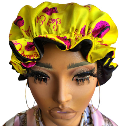 SATIN ENVY YELLOW Reversible Sleeping Satin Hair Bonnet