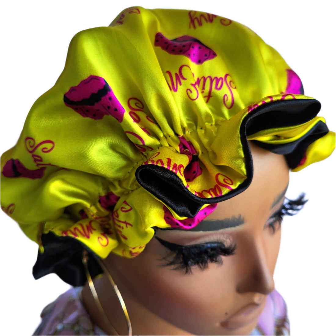 SATIN ENVY YELLOW Reversible Sleeping Satin Hair Bonnet