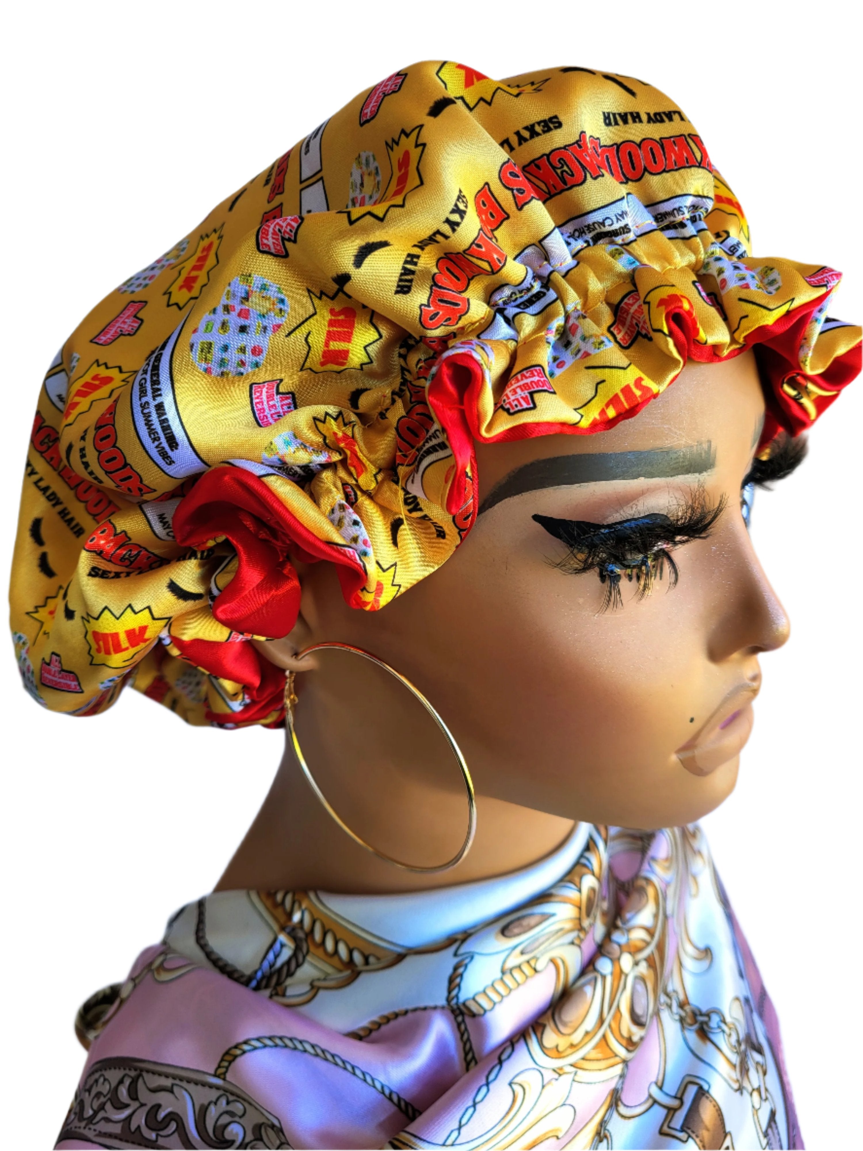 GOLD &amp; RED VIBES – Reversible Satin Sleeping Hair Bonnet