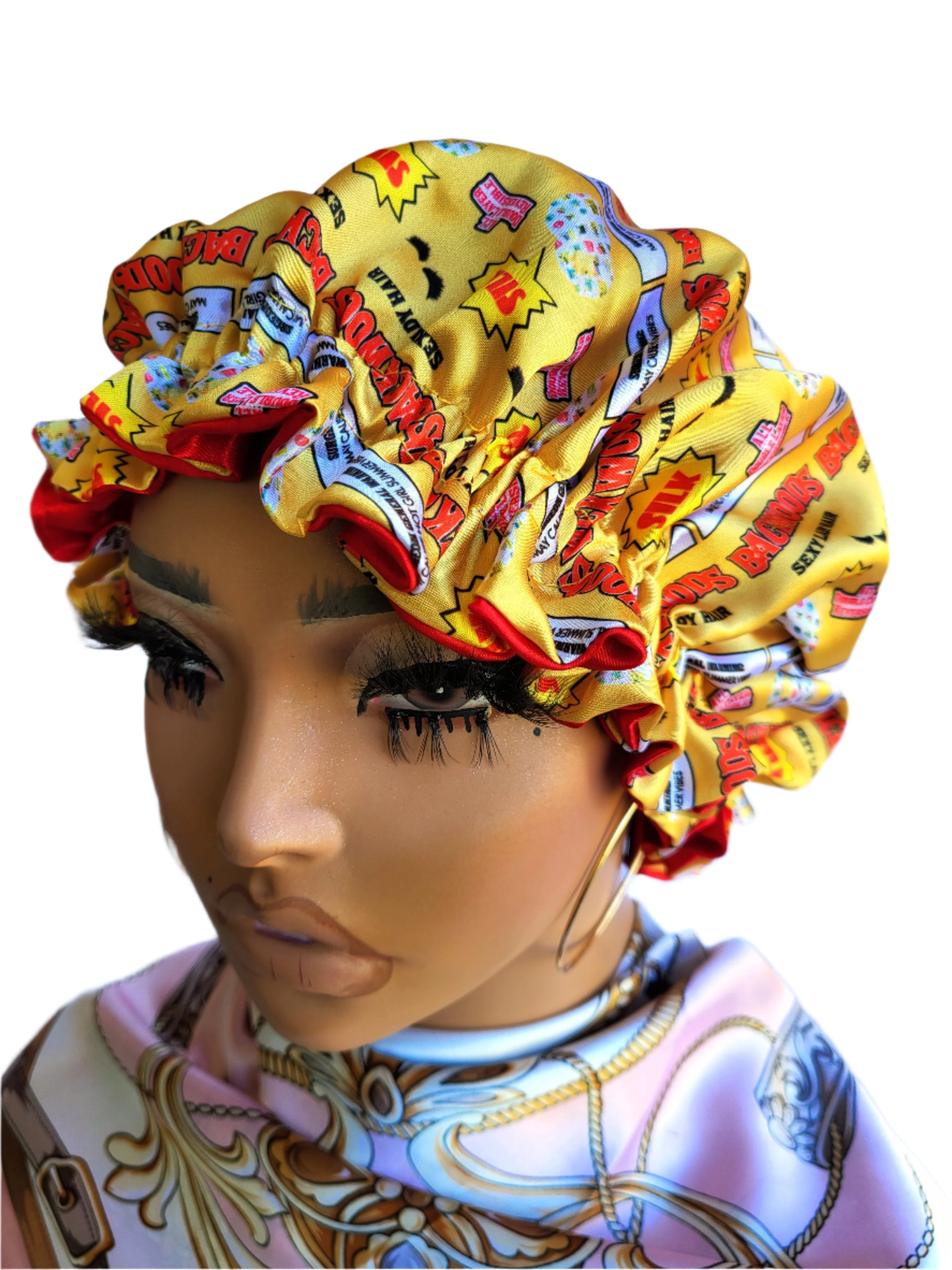 GOLD &amp; RED VIBES – Reversible Satin Sleeping Hair Bonnet