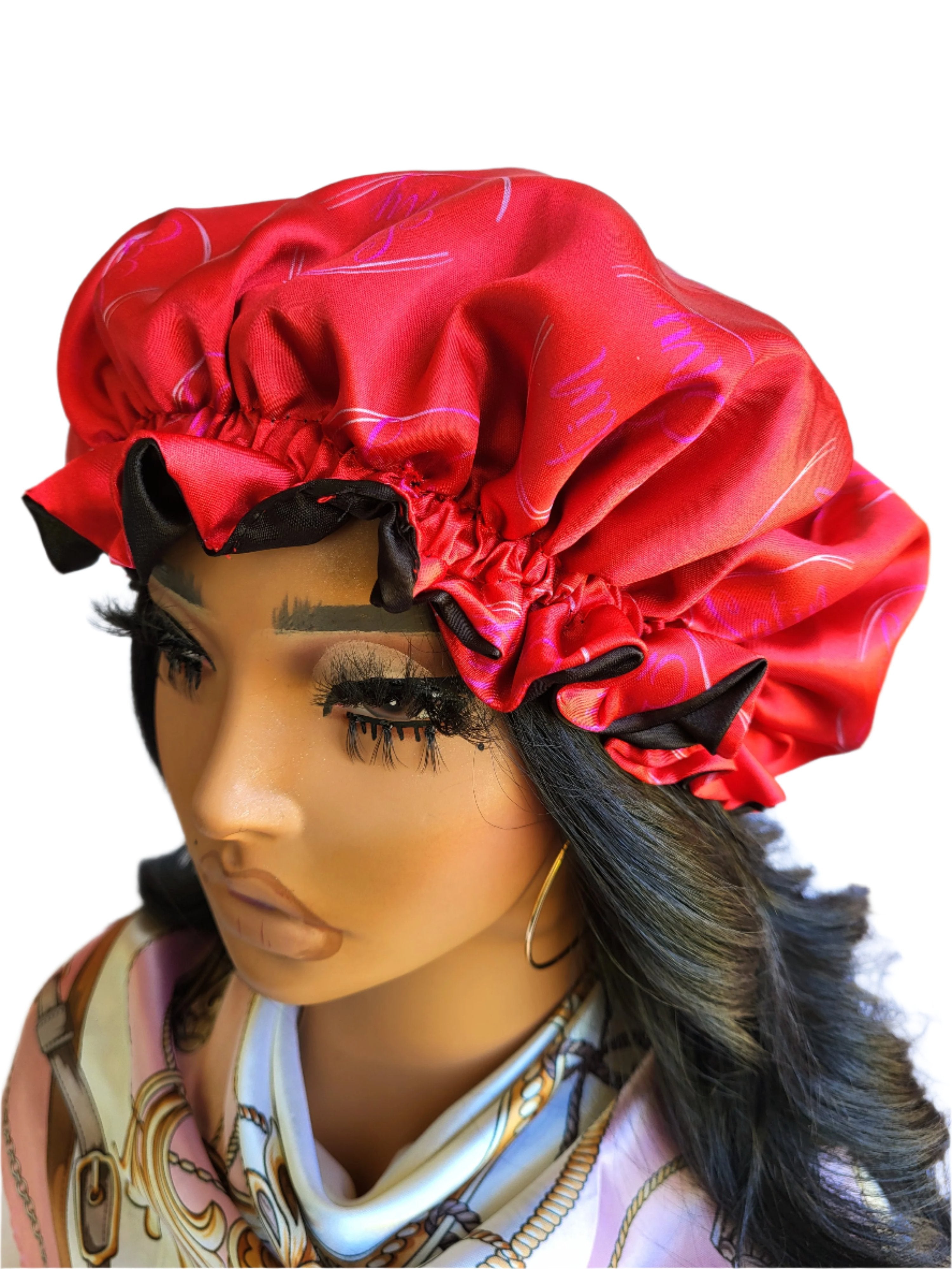 SATIN ENVY RED Reversible Sleeping Satin Hair Bonnet