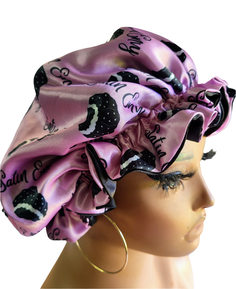 SATIN ENVY PINK Reversible Sleeping Satin Hair Bonnet