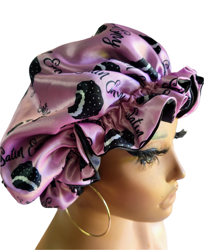 SATIN ENVY PINK Reversible Sleeping Satin Hair Bonnet