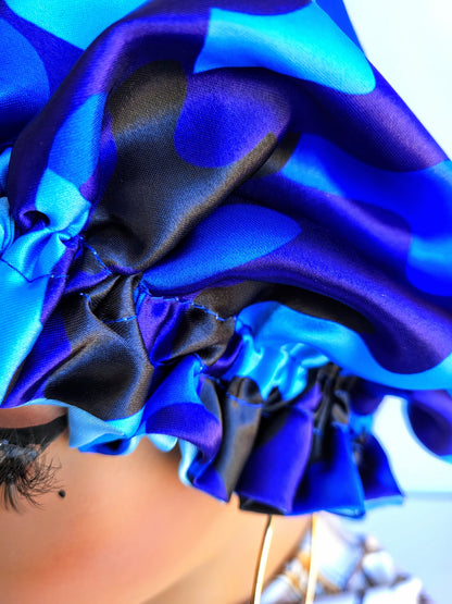 Blue Camo Reversible Satin Hair Bonnet