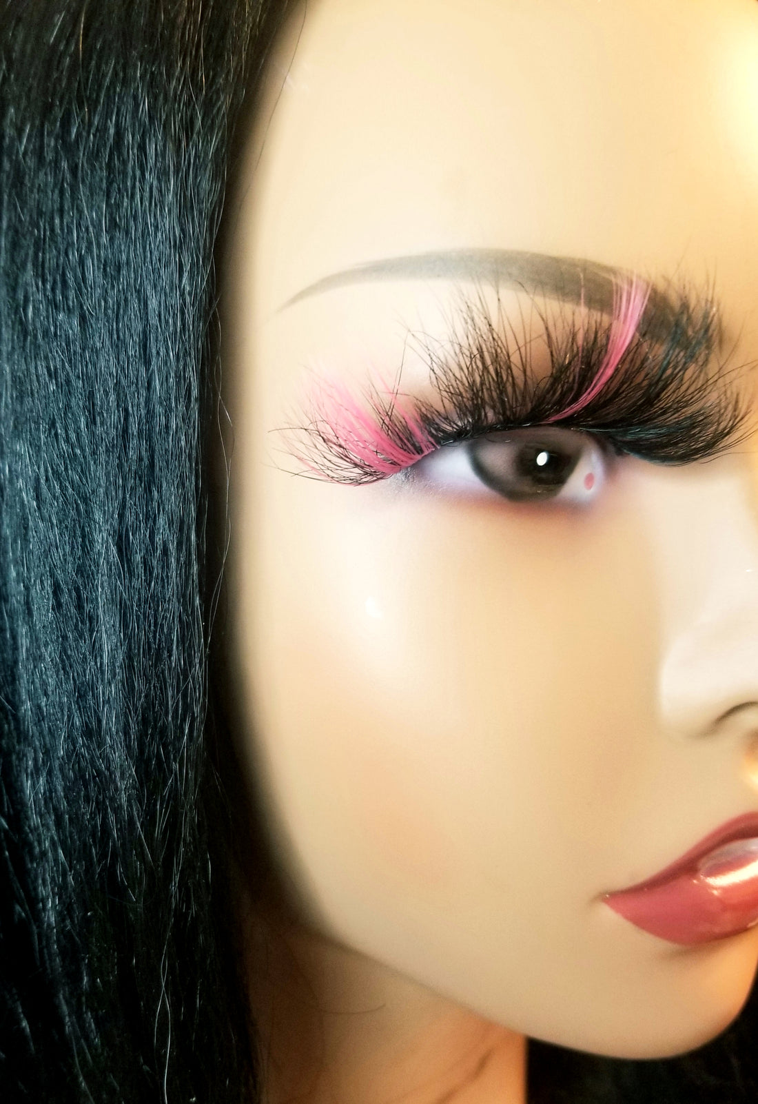&quot;Hot Pink&quot; 25mm Fluffy Colorful False Eyelash