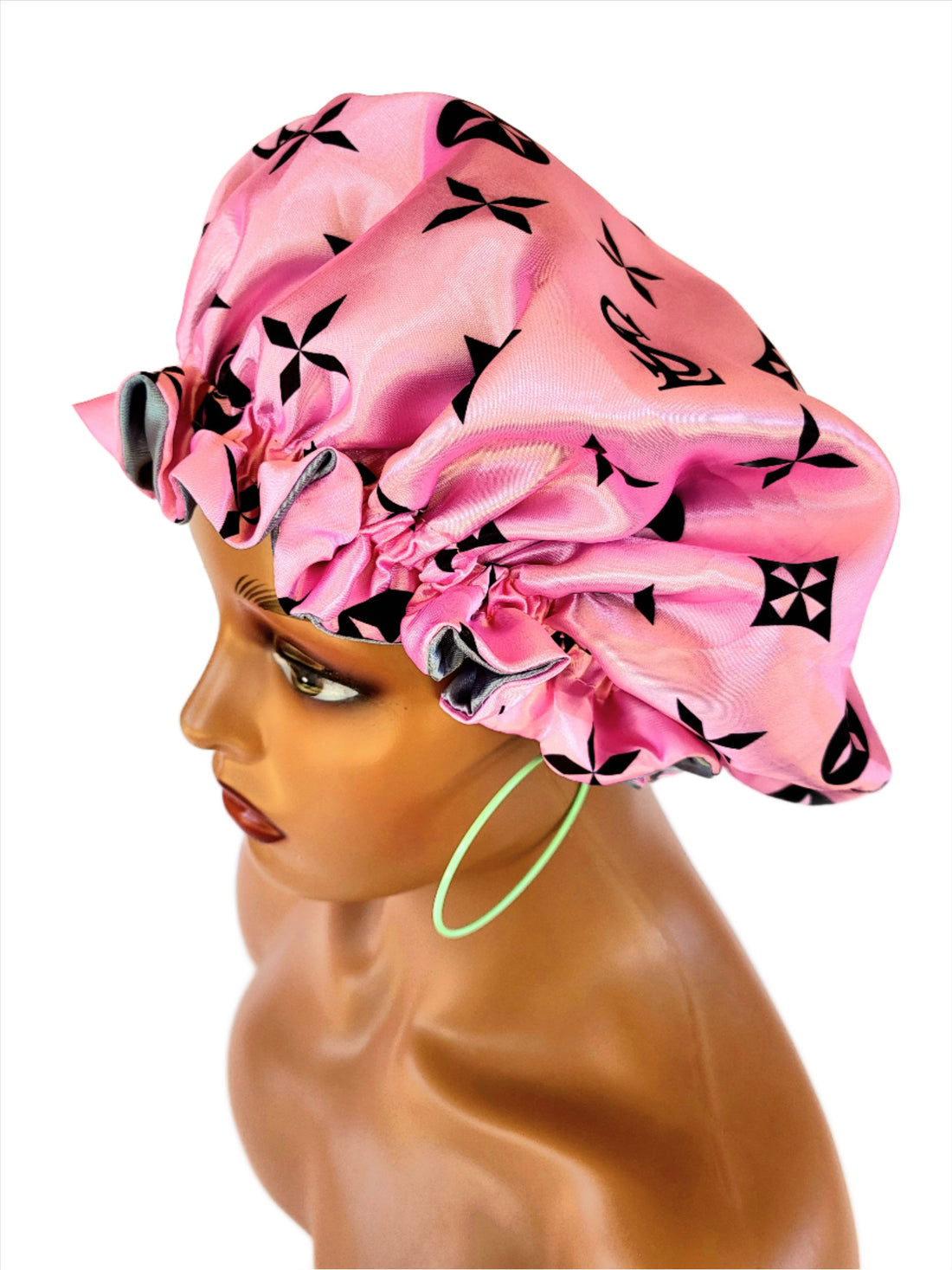 &quot;Pretty Pink&quot; Reversible Sleeping Satin Wavy Hair Bonnet