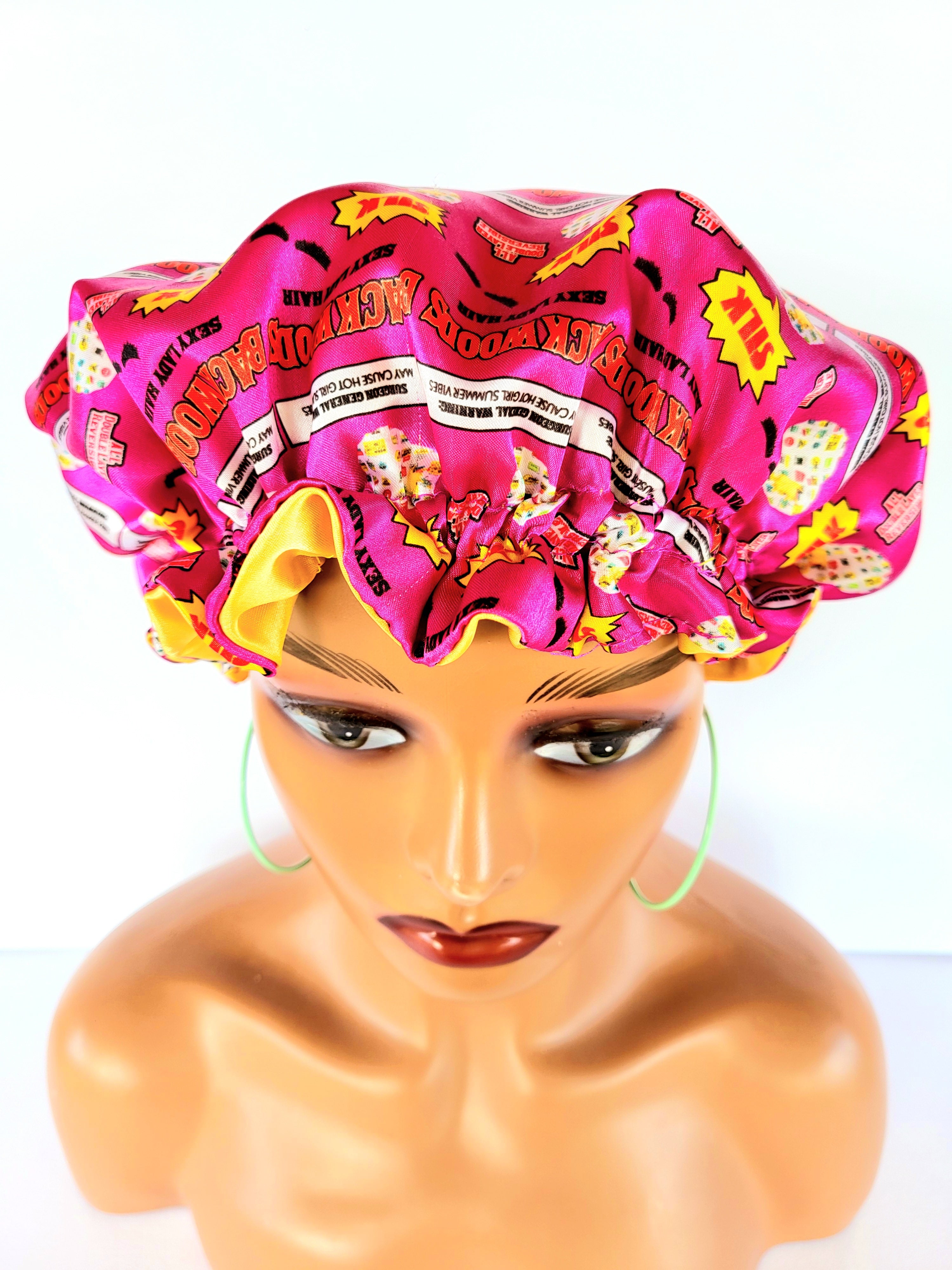 &quot;Pink &amp; Gold Summer Vibes&quot; Reversible Sleeping Satin Wavy Bonnet